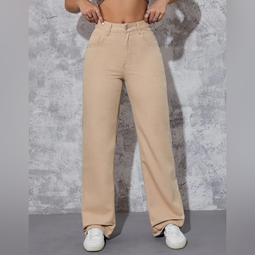 SHEIN Solid Straight Leg Jeans